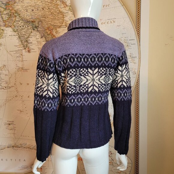 Sweater Project deep purple lavender ivory ski sweater with turtleneck hygge M - Picture 10 of 10